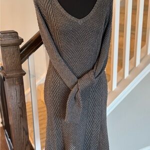 V-Neck Knit Sweater Dress